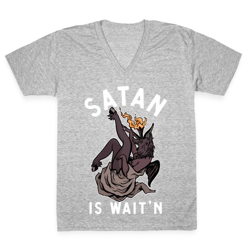 Satan Is Wait'n V-Neck Tee Shirt
