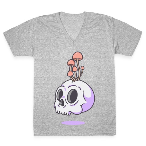 Shroom On A Skull V-Neck Tee Shirt