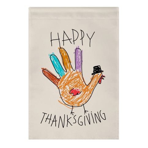 Happy Thanksgiving Hand Turkey Garden Flag