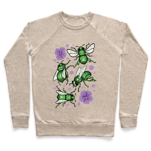 Green Orchid Bee Pattern Pullover