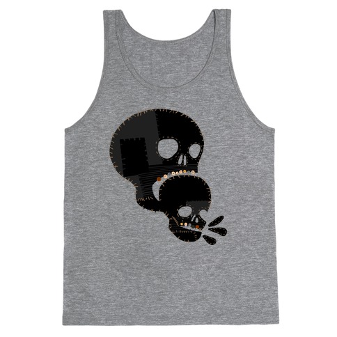 Stitched Skull Eating Another Skull Tank Top