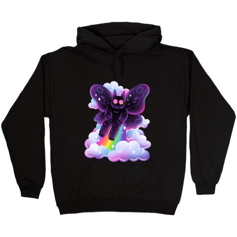 90s Neon Rainbow Mothman Hooded Sweatshirt