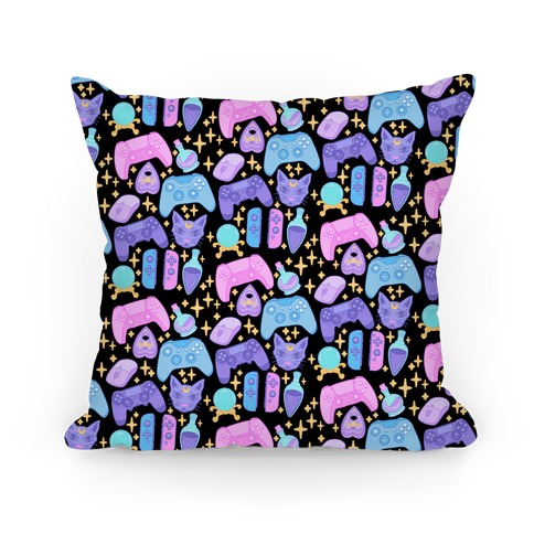 Gamer Witch Pattern Pillow