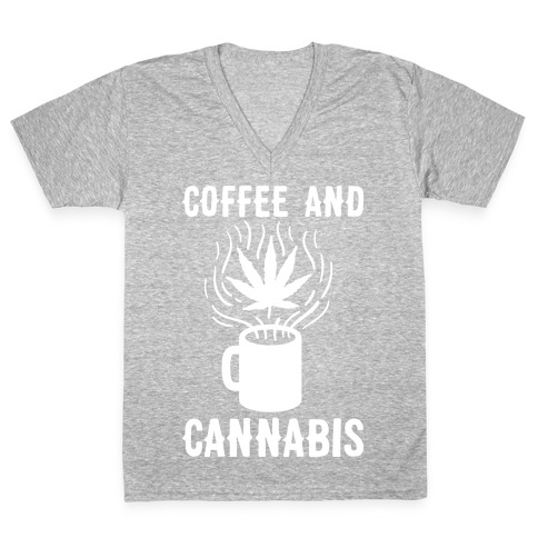 Coffee And Cannabis V-Neck Tee Shirt