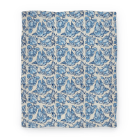 Floral Penis Pattern Blanket Blue Blankets