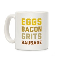 Eggs Bacon Grits Sausage Coffee Mugs Lookhuman - eggs bacon grits sausage roblox id