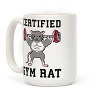 Funny Fitness Gifts Gym Rat Mug Decor // Gym Addict or Lover of Rats //  Muscular Rat Pumping Iron Cup Personalised Option Available 