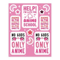 pink anime stickers and decal sheets lookhuman