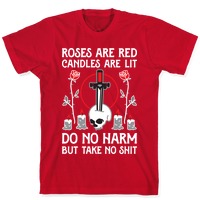 Skull shirt Bleached skull shirt Bleached Roses are red candles are lit do no harm but take no shit RTS Floral skull shirt Do no harm
