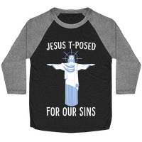 Jesus T-Posed For Our Sins V-Neck Tee Shirts