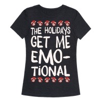 The Holidays Get Me Emo-tional White Print Black Pullover Hoodie - Size Medium