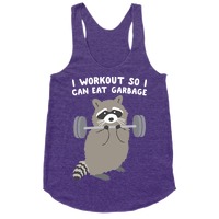 I Workout So I Can Eat Garbage Raccoon Trash Panda Funny Apron with Pockets 